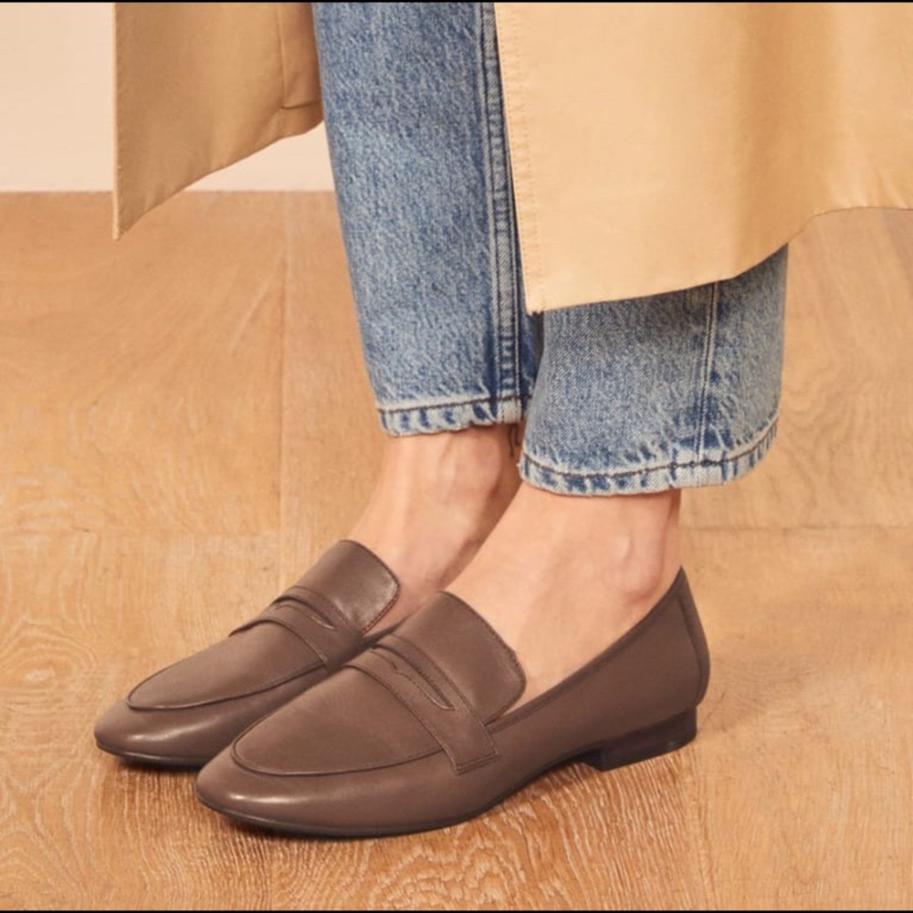 New leather Reformation Colleen loafers (brown)